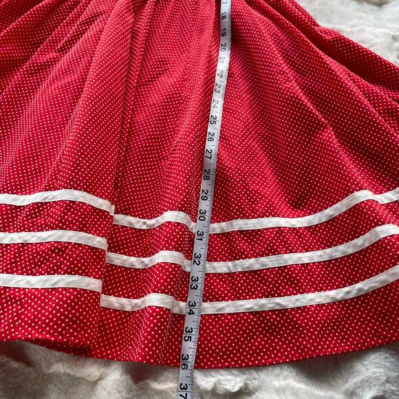 🔥Vintage 80s Swiss Polkadots Striped Ruffled Overlay Full Skirt Dopamine Dress - Picture 17 of 17